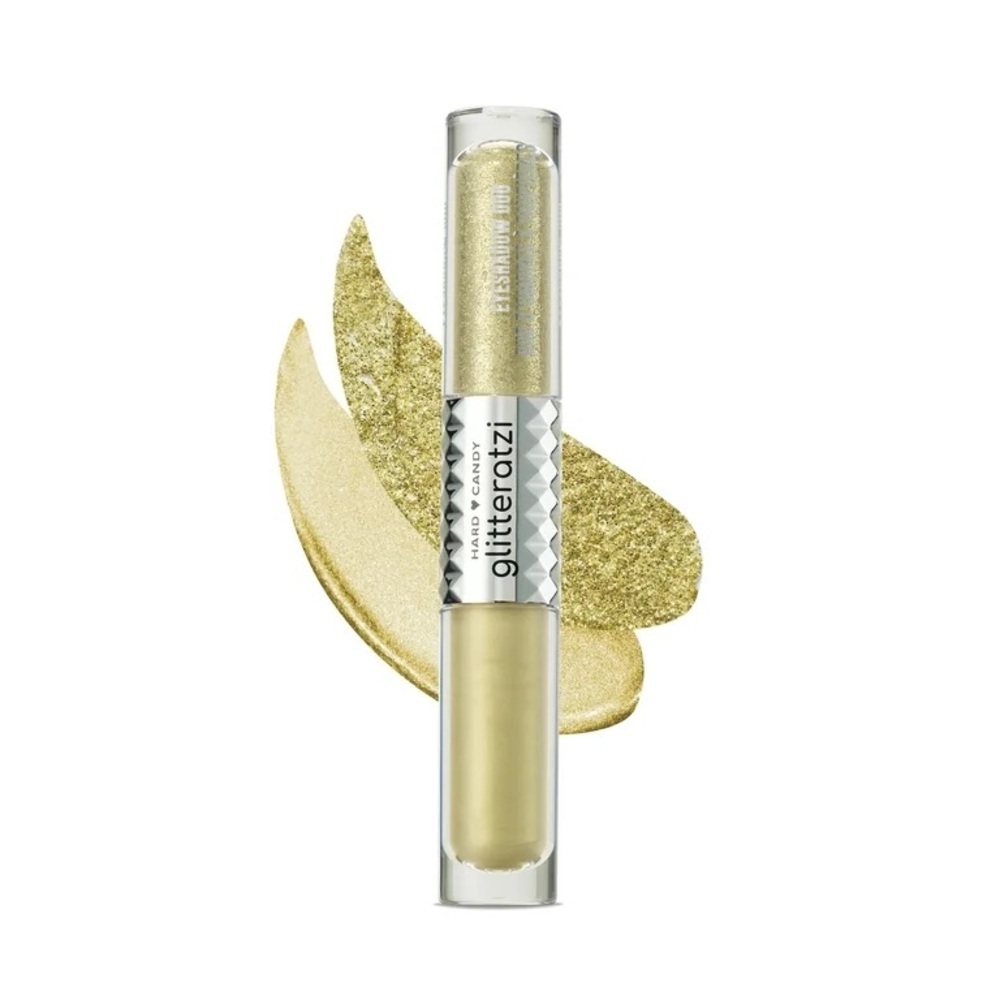Hard Candy Glitteratzi Eye Duo 1544 Sunbeam Sheen Gold Chrome Glitter NIB